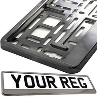 GRAPHITE GREY CHROME Car Number Plate Surround Holder FOR ANY CAR VAN TRAILER