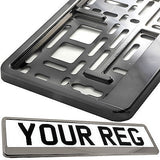 GRAPHITE GREY CHROME Car Number Plate Surround Holder FOR ANY CAR VAN TRAILER