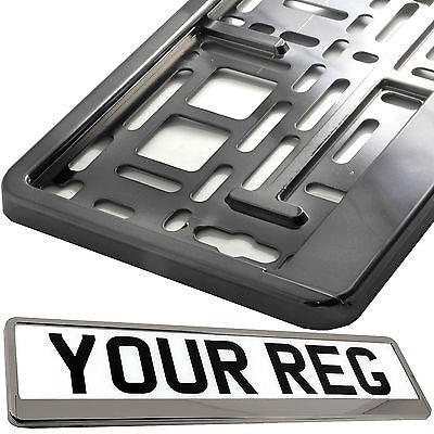 GRAPHITE GREY CHROME Car Number Plate Surround Holder FOR ANY CAR VAN TRAILER