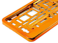 SUPER CHROME ORANGE Car Number Plate Surround Holder FOR ANY CAR VAN TRAILER