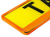 SUPER CHROME ORANGE Car Number Plate Surround Holder FOR ANY CAR VAN TRAILER