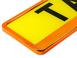 SUPER CHROME ORANGE Car Number Plate Surround Holder FOR ANY CAR VAN TRAILER