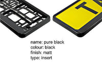 2X PURE BLACK Car Number Plate Surround Holder FOR ANY CAR VAN TRAILER TUNING
