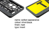 CARBON APPEARANCE Car Number Plate Surround Holder FOR ANY CAR TRUCK VAN TRAILER