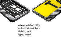 CARBON RALLY Car Number Plate Surround Holder FOR ANY CAR TRUCK VAN TRAILER