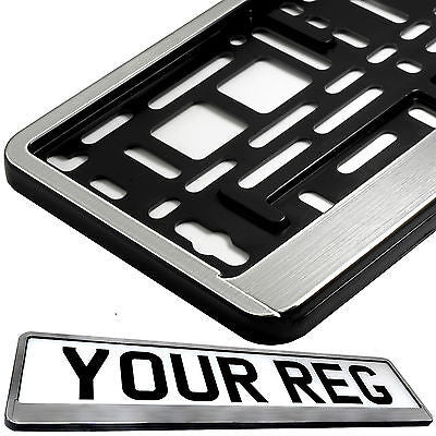 STAINLESS STEEL EFFECT FRONT Car Number Plate Surround Holder FOR ANY CAR VAN
