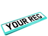 SUPER CHROME SKY BLUE TEAL Car Number Plate Surround Holder FOR ANY CAR OR VAN