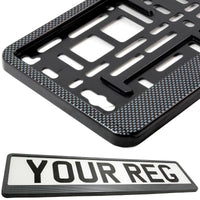 2x CAR NUMBER PLATE HOLDER WITH CUSTOMISED TEXT OR DESIGN FOR ANY CAR BUSINESS WEDDING ADVERT