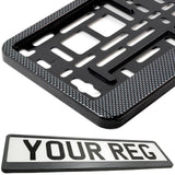 2x CAR NUMBER PLATE HOLDER WITH CUSTOMISED TEXT OR DESIGN FOR ANY CAR BUSINESS WEDDING ADVERT