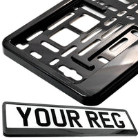 2x CAR NUMBER PLATE HOLDER WITH CUSTOMISED TEXT OR DESIGN FOR ANY CAR BUSINESS WEDDING ADVERT