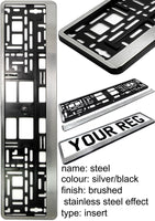2x CAR NUMBER PLATE HOLDER WITH CUSTOMISED TEXT OR DESIGN FOR ANY CAR BUSINESS WEDDING ADVERT