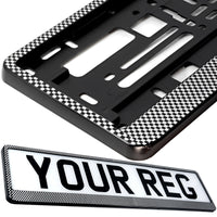 2x CAR NUMBER PLATE HOLDER WITH CUSTOMISED TEXT OR DESIGN FOR ANY CAR BUSINESS WEDDING ADVERT