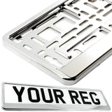 2x CAR NUMBER PLATE HOLDER WITH CUSTOMISED TEXT OR DESIGN FOR ANY CAR BUSINESS WEDDING ADVERT