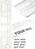 2x CAR NUMBER PLATE HOLDER WITH CUSTOMISED TEXT OR DESIGN FOR ANY CAR BUSINESS WEDDING ADVERT