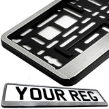 2x CAR NUMBER PLATE HOLDER WITH CUSTOMISED TEXT OR DESIGN FOR ANY CAR BUSINESS WEDDING ADVERT