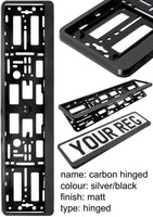 2x CAR NUMBER PLATE HOLDER WITH CUSTOMISED TEXT OR DESIGN FOR ANY CAR BUSINESS WEDDING ADVERT