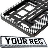 2x CAR NUMBER PLATE HOLDER WITH CUSTOMISED TEXT OR DESIGN FOR ANY CAR BUSINESS WEDDING ADVERT