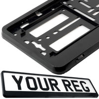 2x CAR NUMBER PLATE HOLDER WITH CUSTOMISED TEXT OR DESIGN FOR ANY CAR BUSINESS WEDDING ADVERT