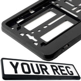 2x CAR NUMBER PLATE HOLDER WITH CUSTOMISED TEXT OR DESIGN FOR ANY CAR BUSINESS WEDDING ADVERT
