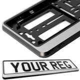 2x CAR NUMBER PLATE HOLDER WITH CUSTOMISED TEXT OR DESIGN FOR ANY CAR BUSINESS WEDDING ADVERT