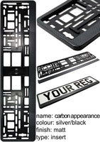 2x CAR NUMBER PLATE HOLDER WITH CUSTOMISED TEXT OR DESIGN FOR ANY CAR BUSINESS WEDDING ADVERT
