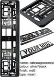 2x CAR NUMBER PLATE HOLDER WITH CUSTOMISED TEXT OR DESIGN FOR ANY CAR BUSINESS WEDDING ADVERT