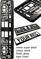 2x CAR NUMBER PLATE HOLDER WITH CUSTOMISED TEXT OR DESIGN FOR ANY CAR BUSINESS WEDDING ADVERT