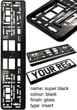 2x CAR NUMBER PLATE HOLDER WITH CUSTOMISED TEXT OR DESIGN FOR ANY CAR BUSINESS WEDDING ADVERT