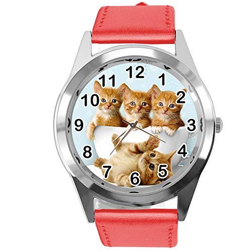 Taport� - Orologio al quarzo con cinturino in pelle rossa