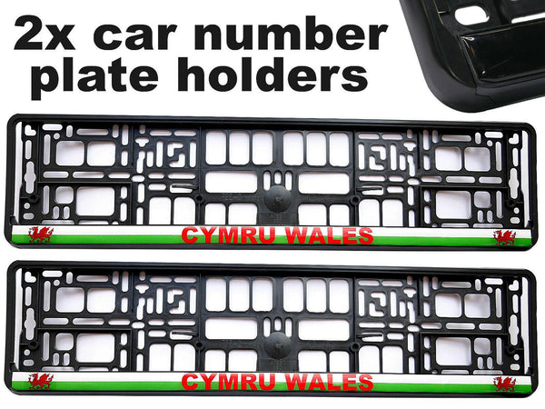 2 x Doming CAR Number Plate Surround Holder Frames for CYMRU WALES WELSH FANS