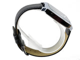 ELVIS E8 quartz square WATCH with real black leather strap