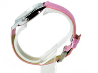 YOUR CUSTOM TEXT PHOTO WATCH Quartz Stainless Steel PINK LEATHER ROUND WATCH