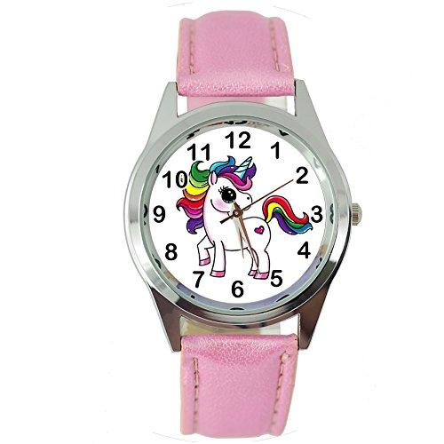 TAPORT Unicorn Pink Leather Band Quartz Watch E2+ Spare Battery + Gift Bag