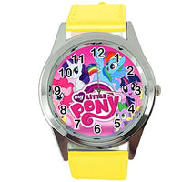 Yellow Leather Band Round Watch for Fan of Little Horse Pony E2