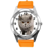 ENGLISH SHORTHAIR CAT KITTY PUSSY CATS PET ORANGE LEATHER CD DVD TV QUARTZ WATCH