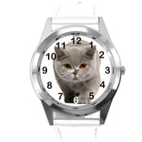 ENGLISH SHORTHAIR CAT KITTY PUSSY CATS PET WHITE LEATHER CD DVD TV QUARTZ WATCH