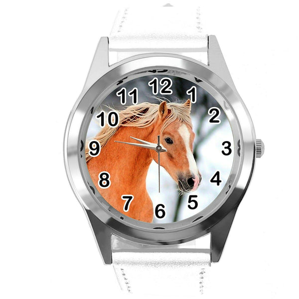 BEAUTIFUL HORSE MARE STALLION FILLY COLT FOAL PONY CD DVD WHITE LEATHER WATCH