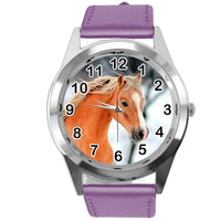 BEAUTIFUL HORSE MARE STALLION FILLY COLT FOAL PONY CD DVD PURPLE LEATHER WATCH