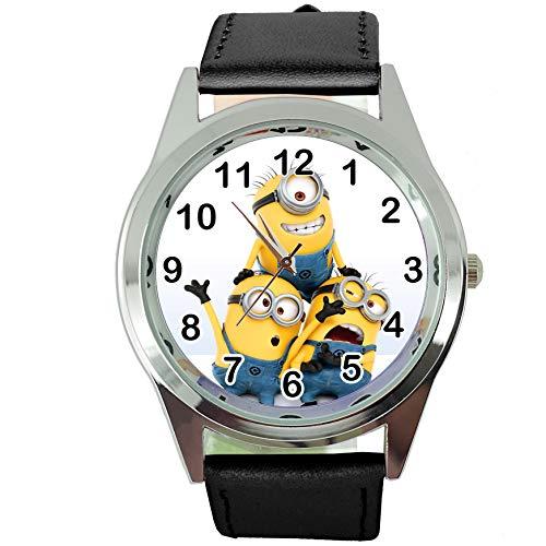 Black Leather Band Quartz Watch for Animation Fans