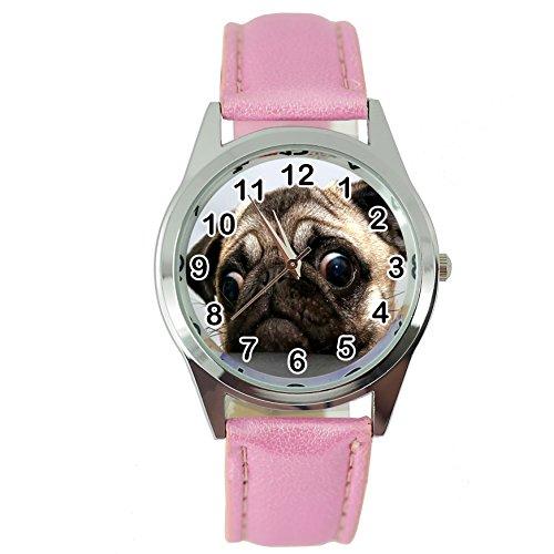 TAPORT� Pug Dog Quartz Watch Pink Leather Band