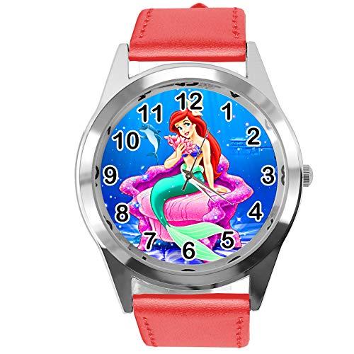 Watch Analogue Quartz with Real Leather Band RED Round for Fans of sea