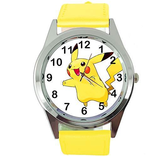 Yellow Leather Round Quartz Watch for Yellow Plush Fans