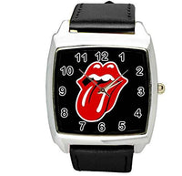 Black Leather Square Watch for Rock and Roll Fans