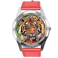 TAPORT RED Leather Round Watch for Tiger Fans
