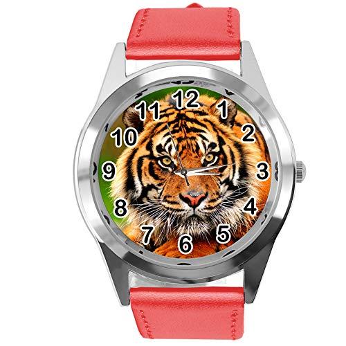 TAPORT RED Leather Round Watch for Tiger Fans