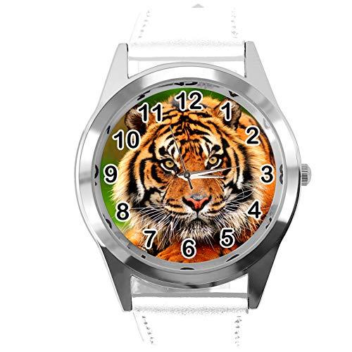 TAPORT White Leather Round Watch for Tiger Fans