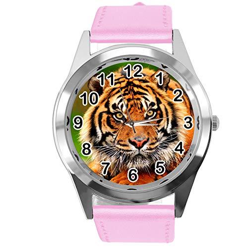 TAPORT Pink Leather Round Watch for Tiger Fans