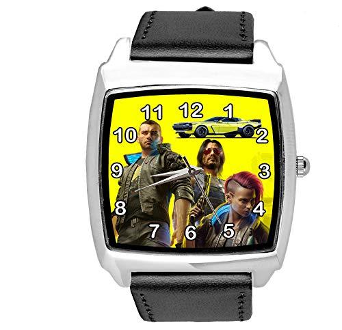Black Leather Square DIAL Watch for CP2077 Fans