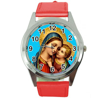 SAINT MARY VIRGIN MOTHER OF GOD MATKA BOSKA HOLY BIBLE DVD RED LEATHER WATCH