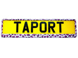 1X PURPLE LEOPARD ANIMAL PRINT Number Plate Surround Holder for CAR VAN TUNING